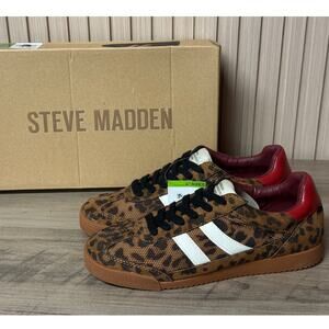 Steve Madden Hudsin Leopard Print Lace-Up Sneakers Women’s Size 7